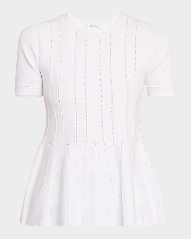 Epoche Pointelle Knit Peplum Top